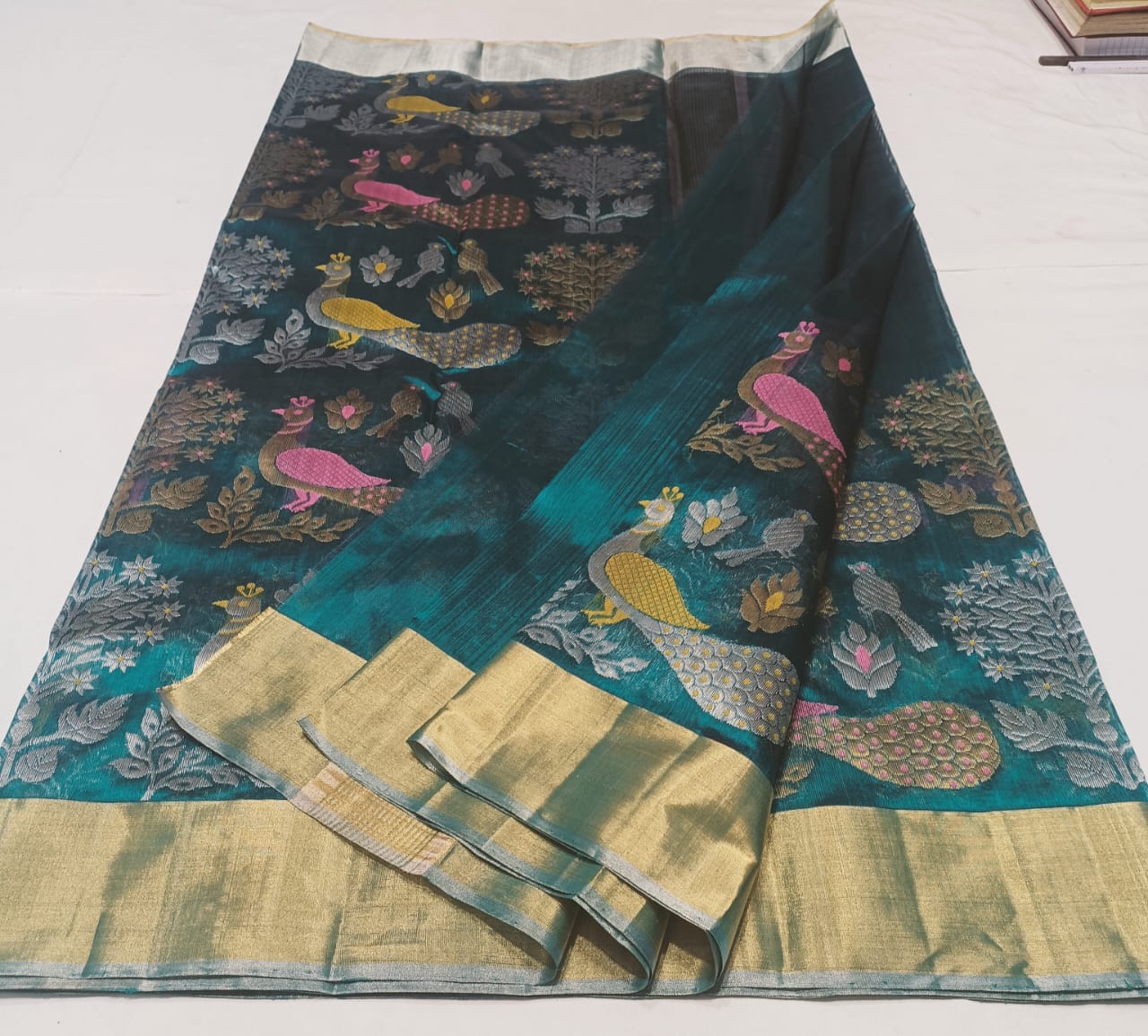 Chanderi Handloom Pure Pattu Silk Jungle Theme Sarees